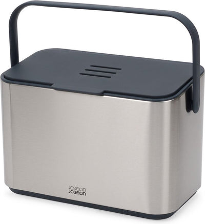 Joseph joseph - seau à compost pour déchets de cuisine avec bac intérieur 4 litres - acier inoxydable - gris