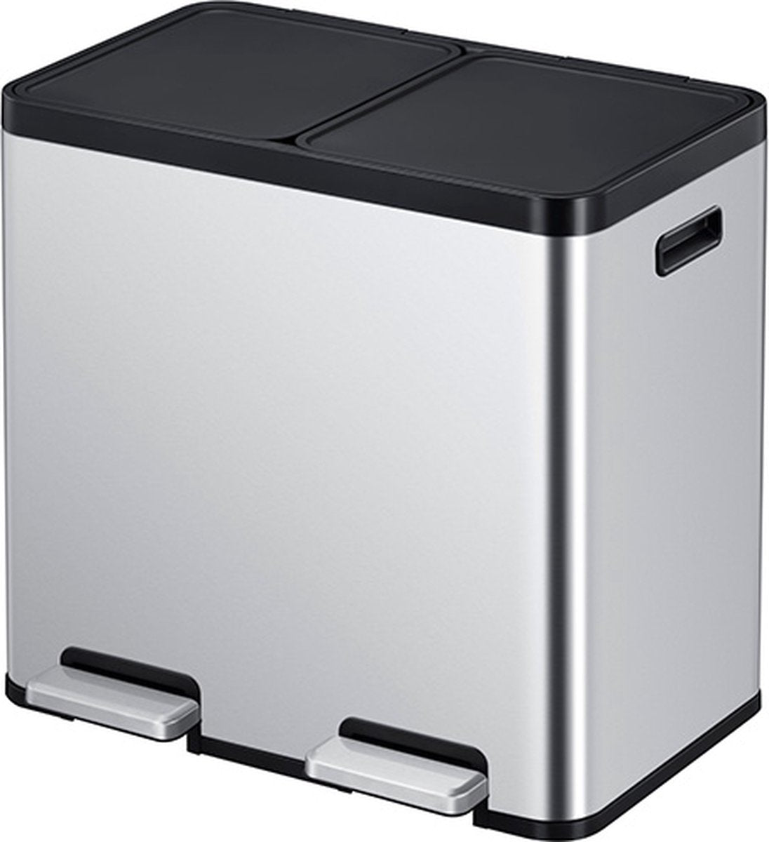 Eko - poubelle à pédale essential 1 recycleur 22+22 litres - plastique inox - acier inox mat - poubelle