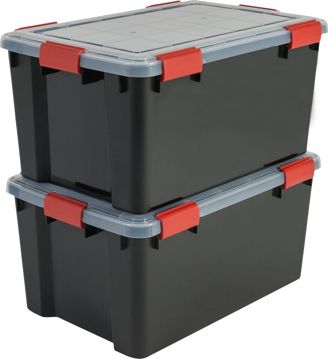 Boîte de conservation hermétique Iris - 50l - plastique - noir rouge - lot de 2