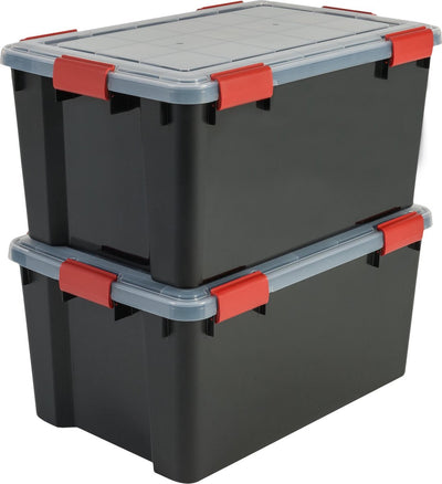 Boîte de conservation hermétique Iris - 50l - plastique - noir rouge - lot de 2