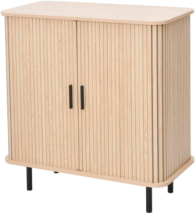 Buffet de loisirs Mano avec porte coulissante - placard de rangement 80 x 40 x 85 cm - aspect bois de chêne métal noir
