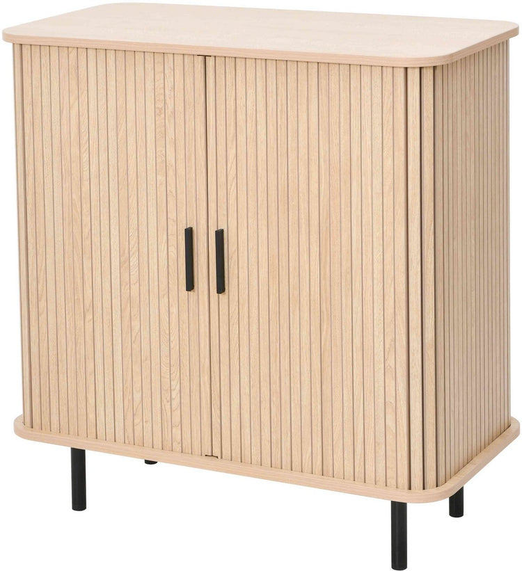 Buffet de loisirs Mano avec porte coulissante - placard de rangement 80 x 40 x 85 cm - aspect bois de chêne métal noir