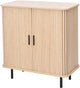 Buffet de loisirs Mano avec porte coulissante - placard de rangement 80 x 40 x 85 cm - aspect bois de chêne métal noir