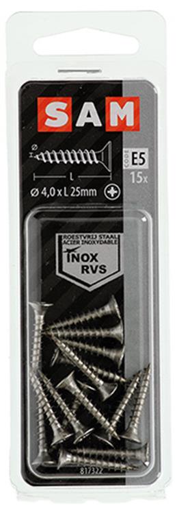 Mack 1019740 - vis pour panneaux d'aggloméré tête VZ acier inoxydable 15 pièces 4,0 x 25 mm | 10 pièces
