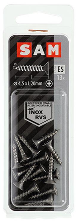 Mack 1019746 - vis pour panneaux d'aggloméré tête VZ acier inoxydable 13 pièces 4,5 x 20 mm | 10 pièces