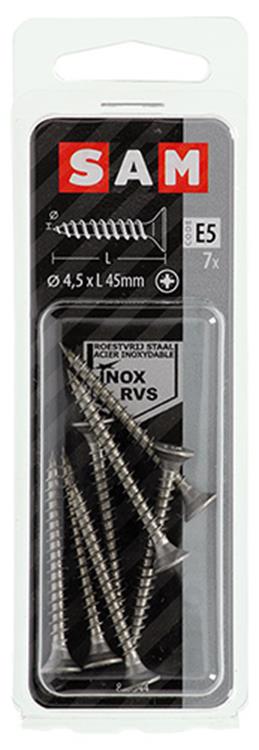 Mack 1019751 - vis pour panneaux d'aggloméré tête VZ acier inoxydable 7 pcs 4,5 x 45 mm | 10 pièces