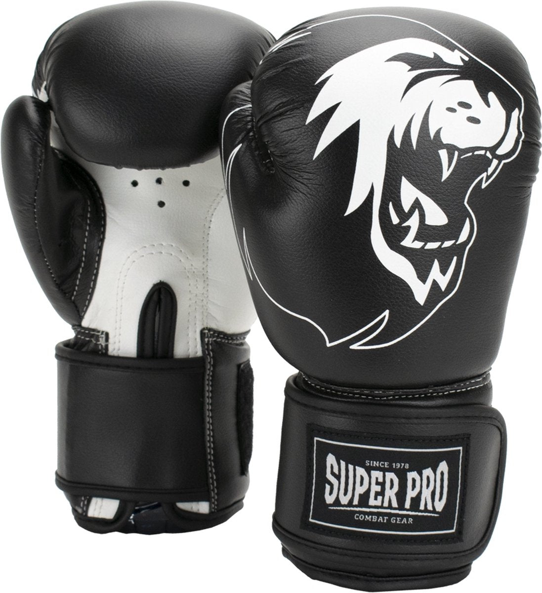 Super pro combat gear talent (kick) gants de boxe noir et blanc 10oz