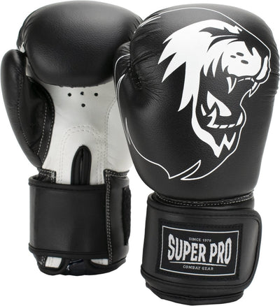 Super pro combat gear talent (kick) gants de boxe noir et blanc 10oz