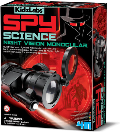 4m science et jeux - lunettes monoculaires de vision nocturne - kit de construction - kidzlabs - science d'espionnage - 5+