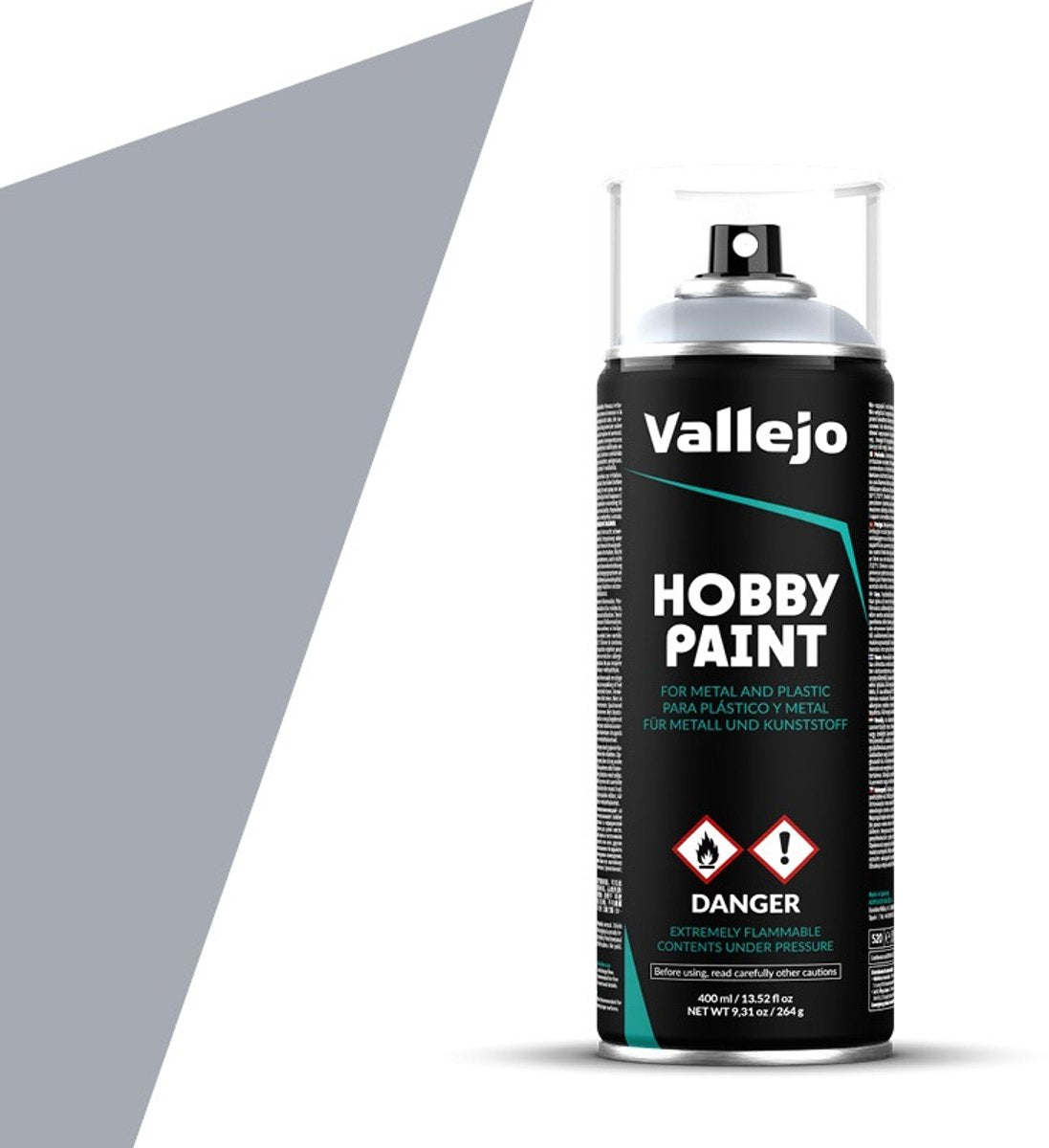 Peinture hobby Vallejo - 28021 argent - mat - spray - peinture aérosol - 400 ml
