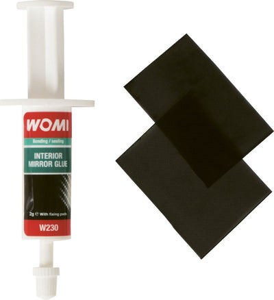 Colle pour rétroviseur intérieur Womi W230 – 2 g – 2 composants – forte adhérence – résistant aux vibrations – durcissement rapide