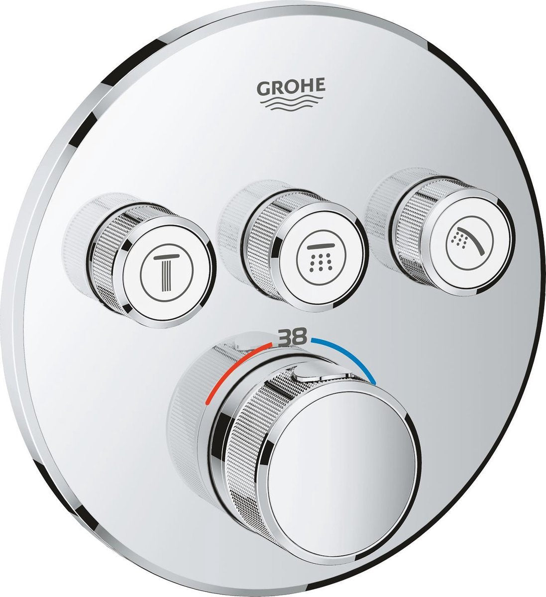 Robinet de douche thermostatique Grohe Grohtherm Smart Control - mitigeur à encastrer - avec inverseur - rond - chrome