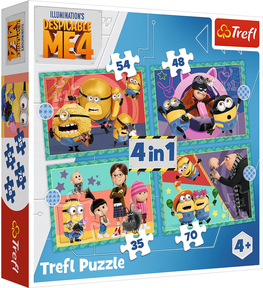 Trefl puzzle minions 4in1 - méprisable moi 4 puzzle en carton.