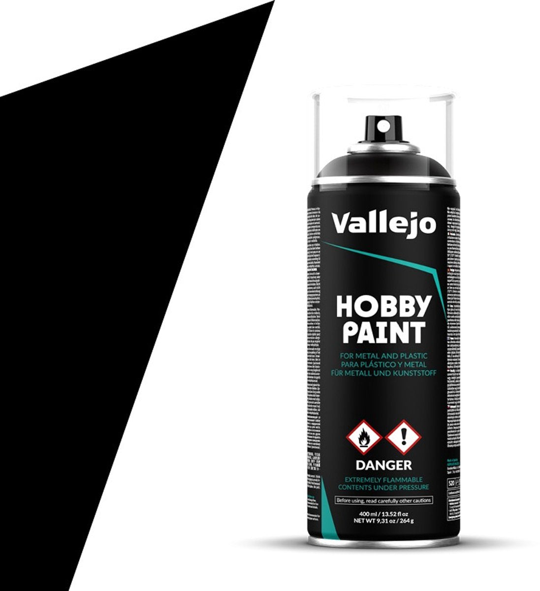 Peinture pour loisirs Vallejo - 28012 apprêt noir - spray - peinture aérosol - 400 ml