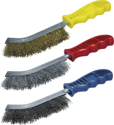 Wolfcraft - brosse métallique - jeu de 3 pièces - brosse métallique à main - brosse à main - brosses en acier - 2138000