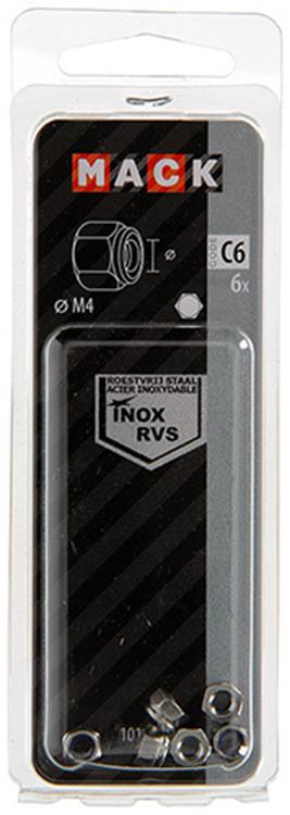 Mack 1019856 - contre-écrou hexagonal acier inoxydable a2 6 pcs m 4 | 10 pièces
