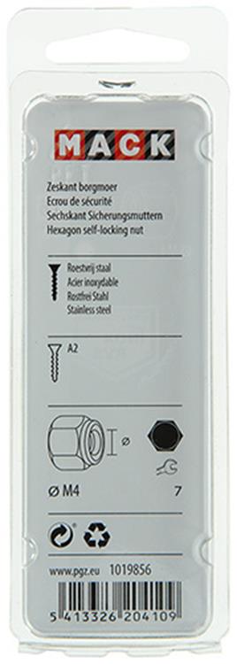 Mack 1019856 - contre-écrou hexagonal acier inoxydable a2 6 pcs m 4 | 10 pièces