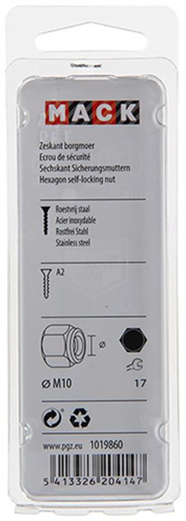 Mack 1019860 - contre-écrou hexagonal acier inoxydable a2 4 pcs m 10 | 10 pièces