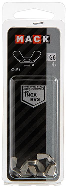 Mack 1019866 - écrou à oreilles en acier inoxydable a2 4 pcs m5 | 10 pièces