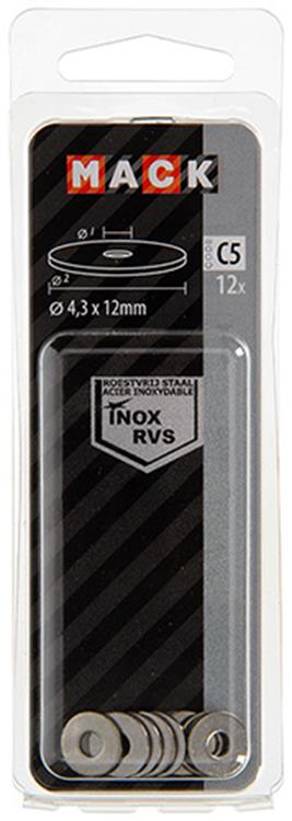 Mack 1019876 - rondelle de corps acier inoxydable a2 12 pcs 4,3x12 | 10 pièces
