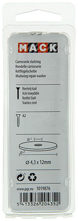Mack 1019876 - rondelle de corps acier inoxydable a2 12 pcs 4,3x12 | 10 pièces