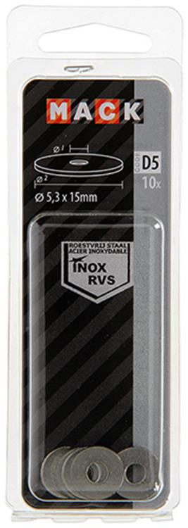 Mack 1019877 - rondelle de corps acier inoxydable a2 10 pcs 5,3x15 | 10 pièces