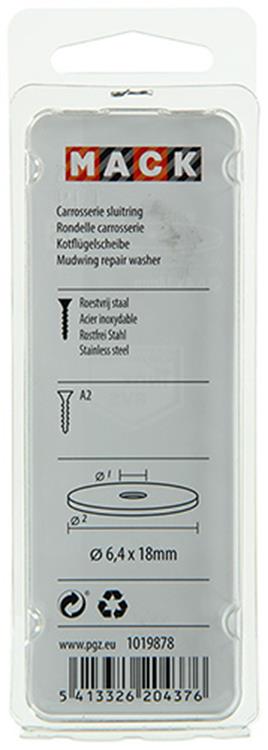 Mack 1019878 - rondelle de corps acier inoxydable a2 8 pcs 6,4x18 | 10 pièces