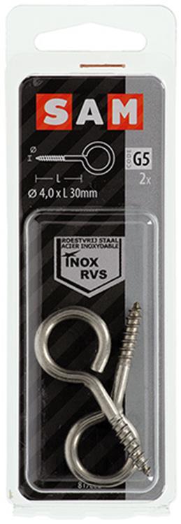 Mack 1019893 - oeil à vis en acier inoxydable 2 pcs 4,0x30 mm | 10 pièces