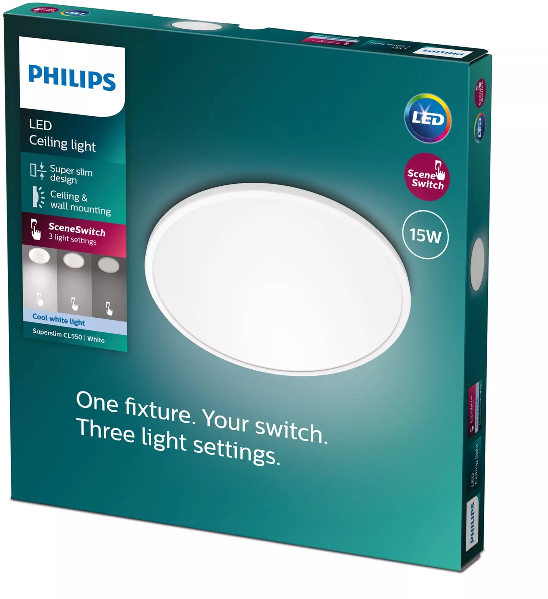Philips LED Plafonnier super fin Philips - lumière blanc froid - 15w