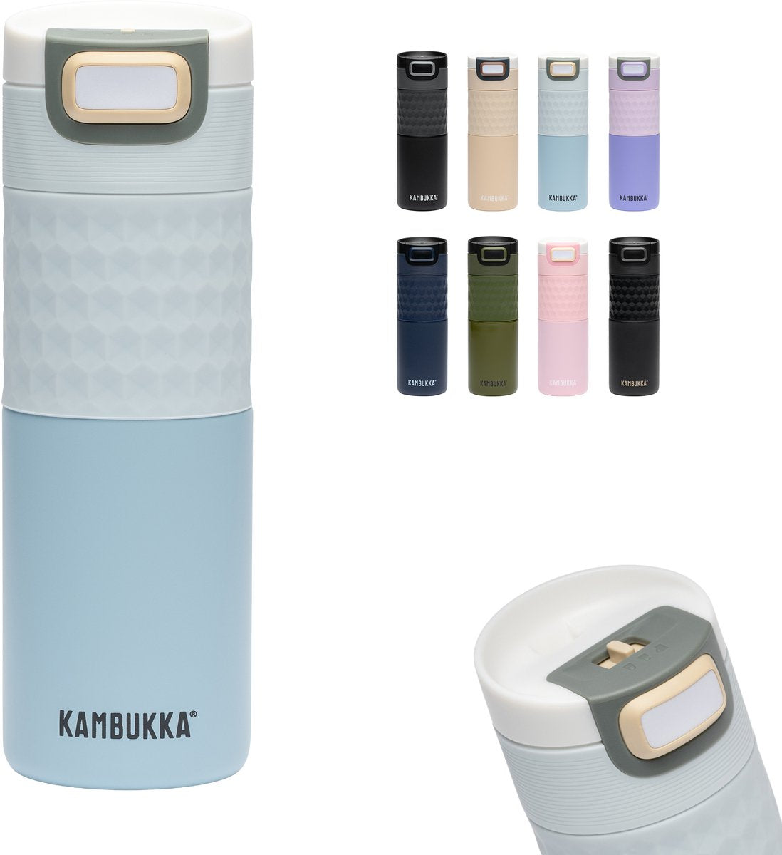 Kambukka Etna Grip Tasse Thermos 500 ML - Facile à Nettoyer - Tasse à café étanche - Bleu Breezy
