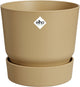 Elho greenville round 14 - pot de fleur d'extérieur avec réservoir d'eau - 100% plastique recyclé - ø 14 x h 13,4 cm - sable doré