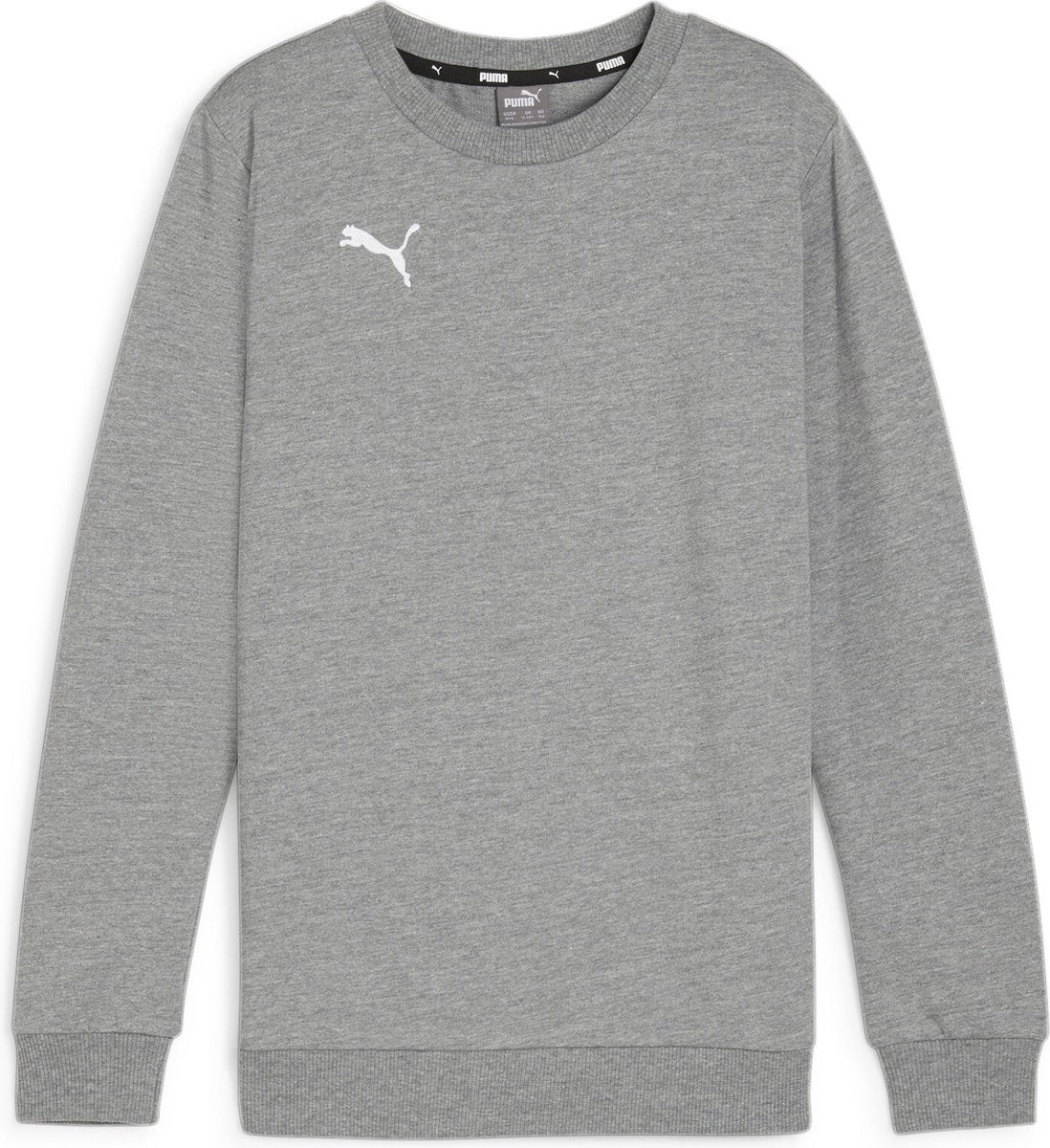 Puma teamgoal casuals ras du cou sweat jr pull de sport pour garçons - gris moyen chiné-blanc