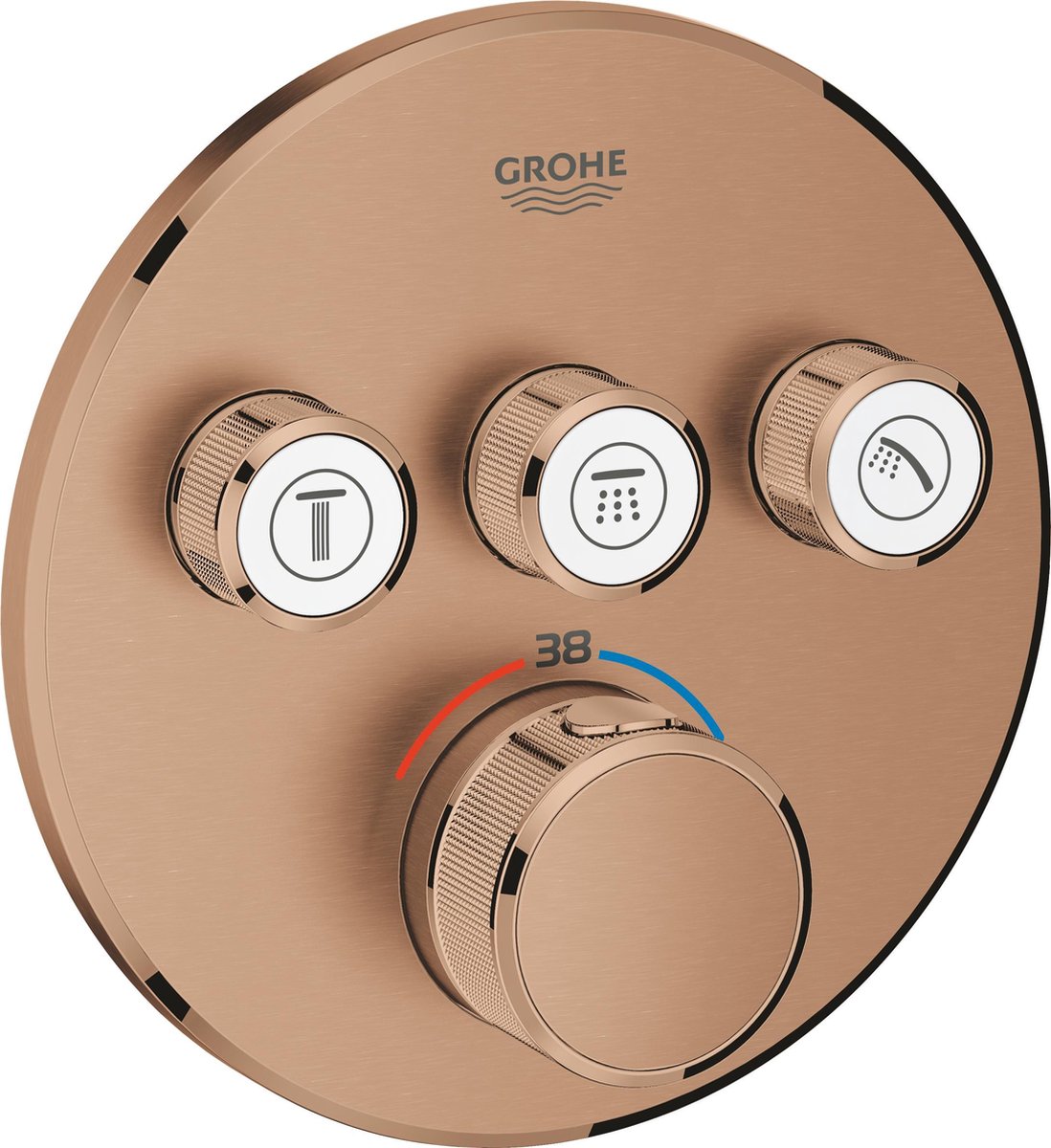 Grohe Grohtherm thermostat de douche ou de bain à commande intelligente encastrable - 3 boutons - coucher de soleil chaud brossé (bronze mat) - 29121dl0