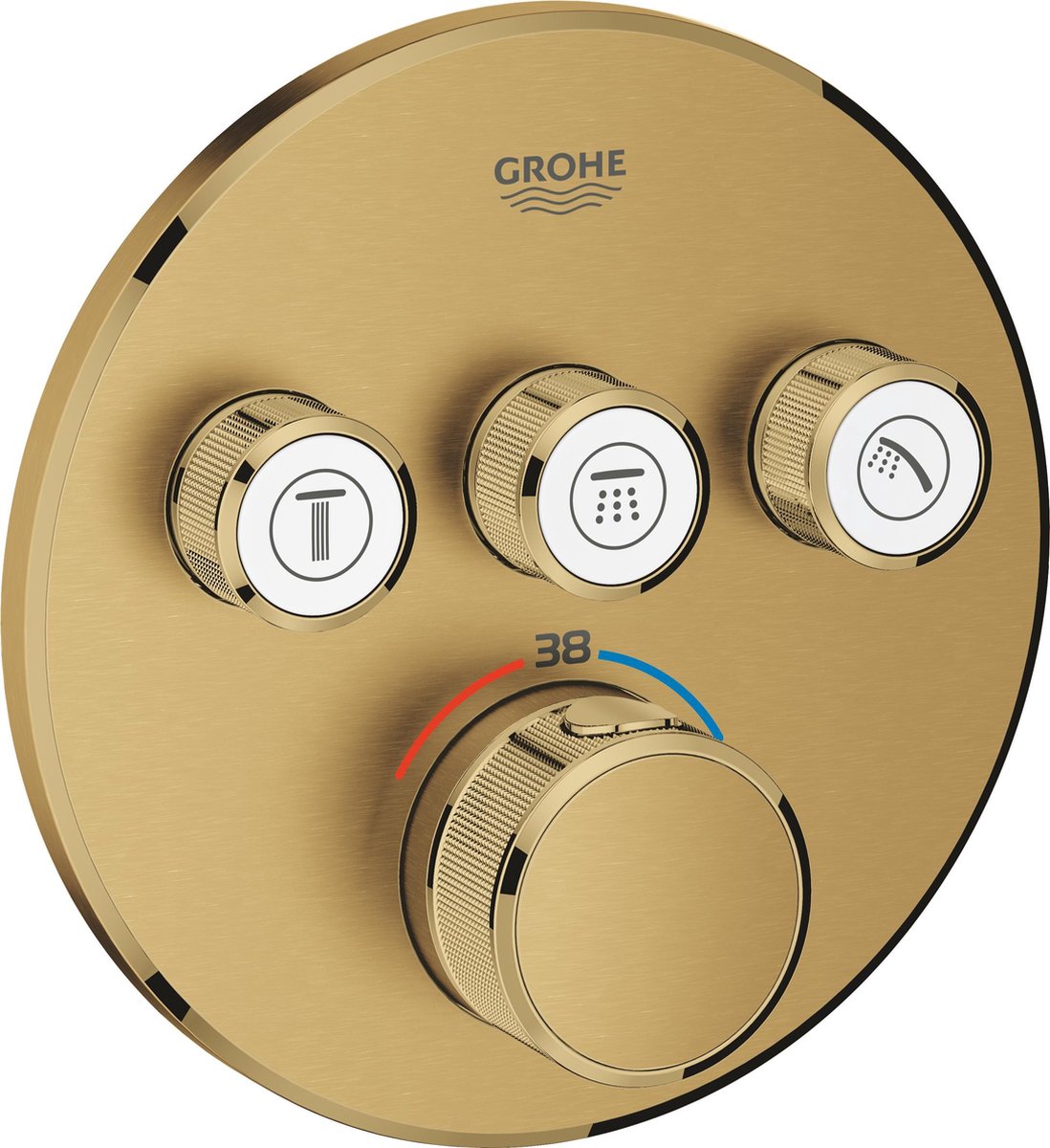 Grohe thermostat de douche ou de bain encastrable grohtherm smartcontrol - 3 boutons - cool Sunrise brossé (or mat) - 29121gn0