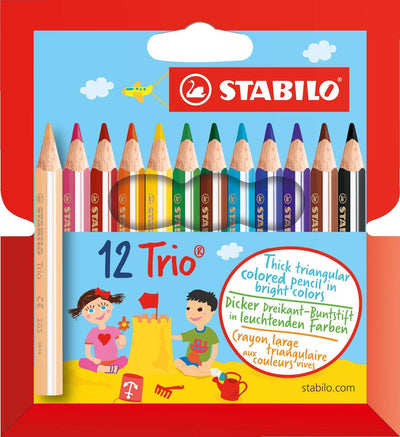 Crayons de couleur ergonomiques courts et épais Stabilo trio - 12 pcs.