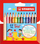 Crayons de couleur ergonomiques courts et épais Stabilo trio - 12 pcs.
