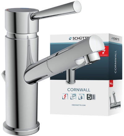 Robinet de lavabo Schütte Cornwall pour chauffe-eau avec bec libre - basse pression - mitigeur - avec vidage - chrome