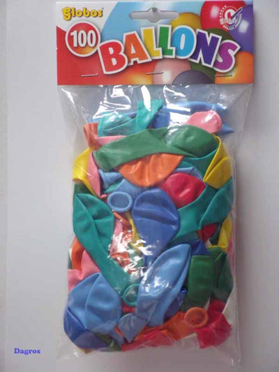 Ballons Globos nr8, sachet de mélange a100pcs