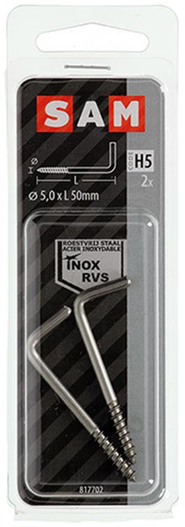 Mack 1019901 - vis à pouce en acier inoxydable 2 pcs 5,0x50 mm | 10 pièces