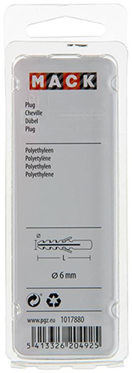 Mack 1017880 - bouchon polyéthylène 25 pcs 6 mm | 5 pièces