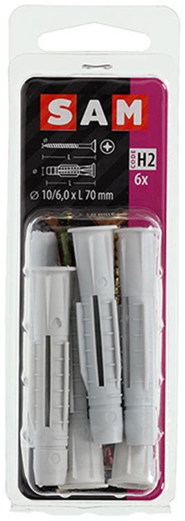 Mack 1017905 - fiche universelle + vis polyeth6 pcs 10mm 6,0x70mm | 5 pièces