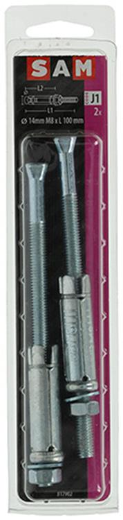 Mack 1019940 - boulon à coin avec goujon fileté. galvanisé2 pièces m8 x 100 mm | 5 pièces