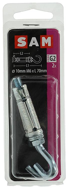 Mack 1019954 - coin boulon vis crochet galvanisé 2 pcs m6x70 10x40 | 5 pièces