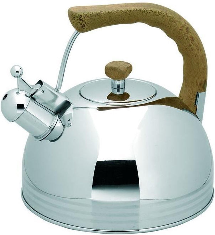 Bouilloire sifflante Lacor 2 litres, acier inoxydable avec poignée en plastique