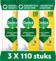 Lingettes nettoyantes antibactériennes Dettol - citron pétillant - 110 x 3 pièces - pack économique