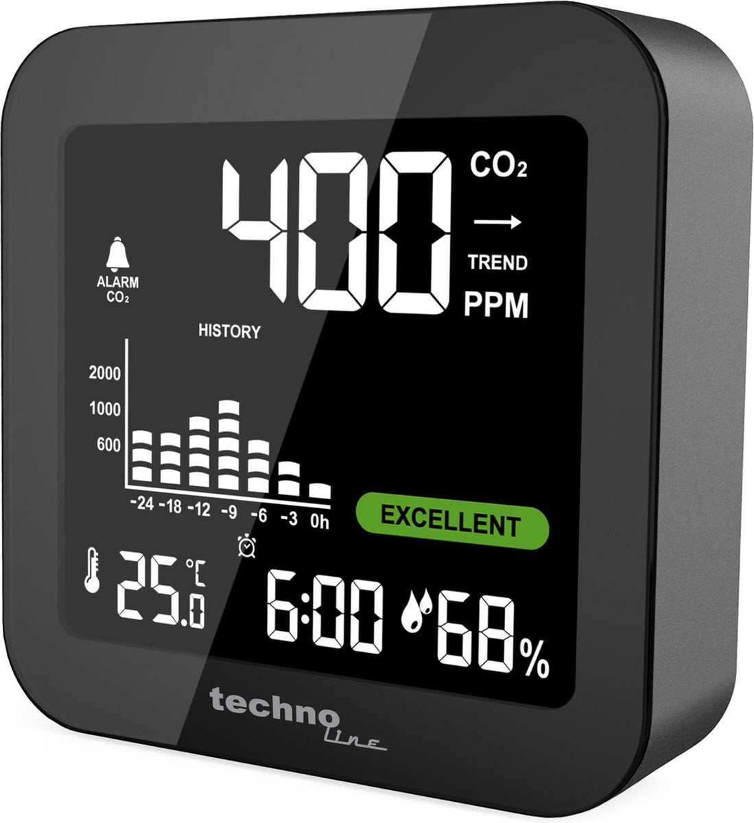 Compteur de qualité de l'air Technoline, compteur de co2 rechargeable