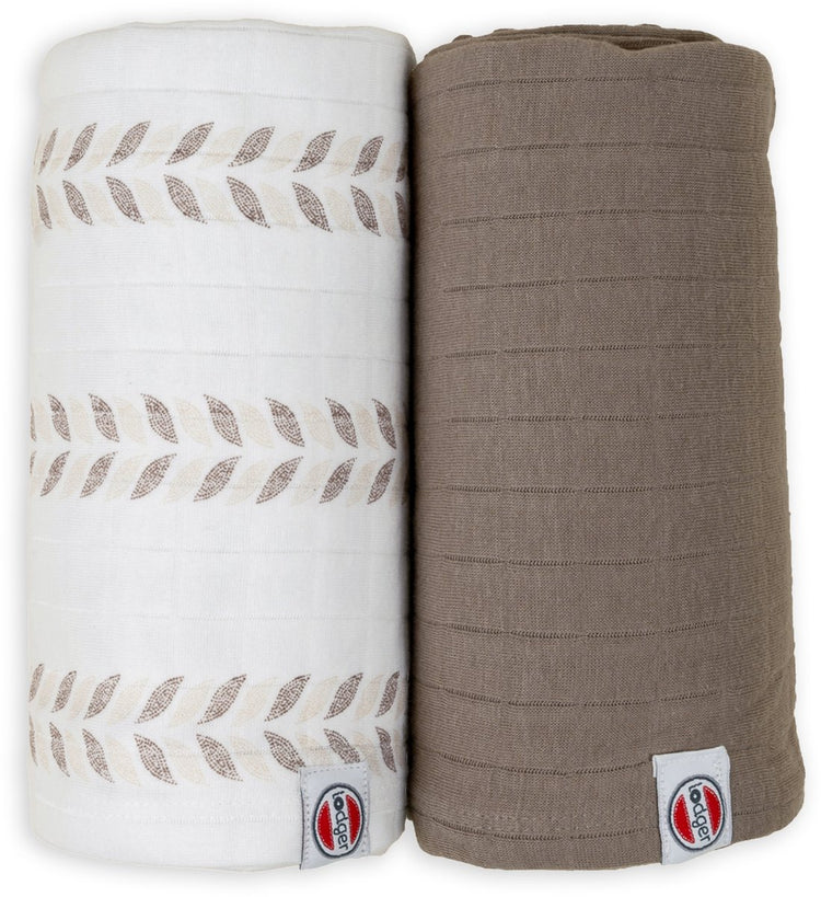 Lange Lodger - tissus hydrophiles - marron crème - 110x110cm - 2 pièces - coton biologique - couche hydrophile