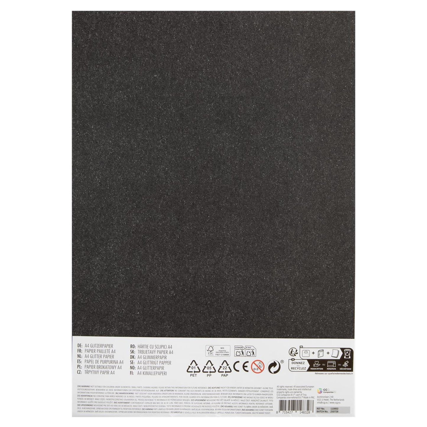 Creative Craft Group Glitter Paper A4, 8 feuilles et 8 couleurs