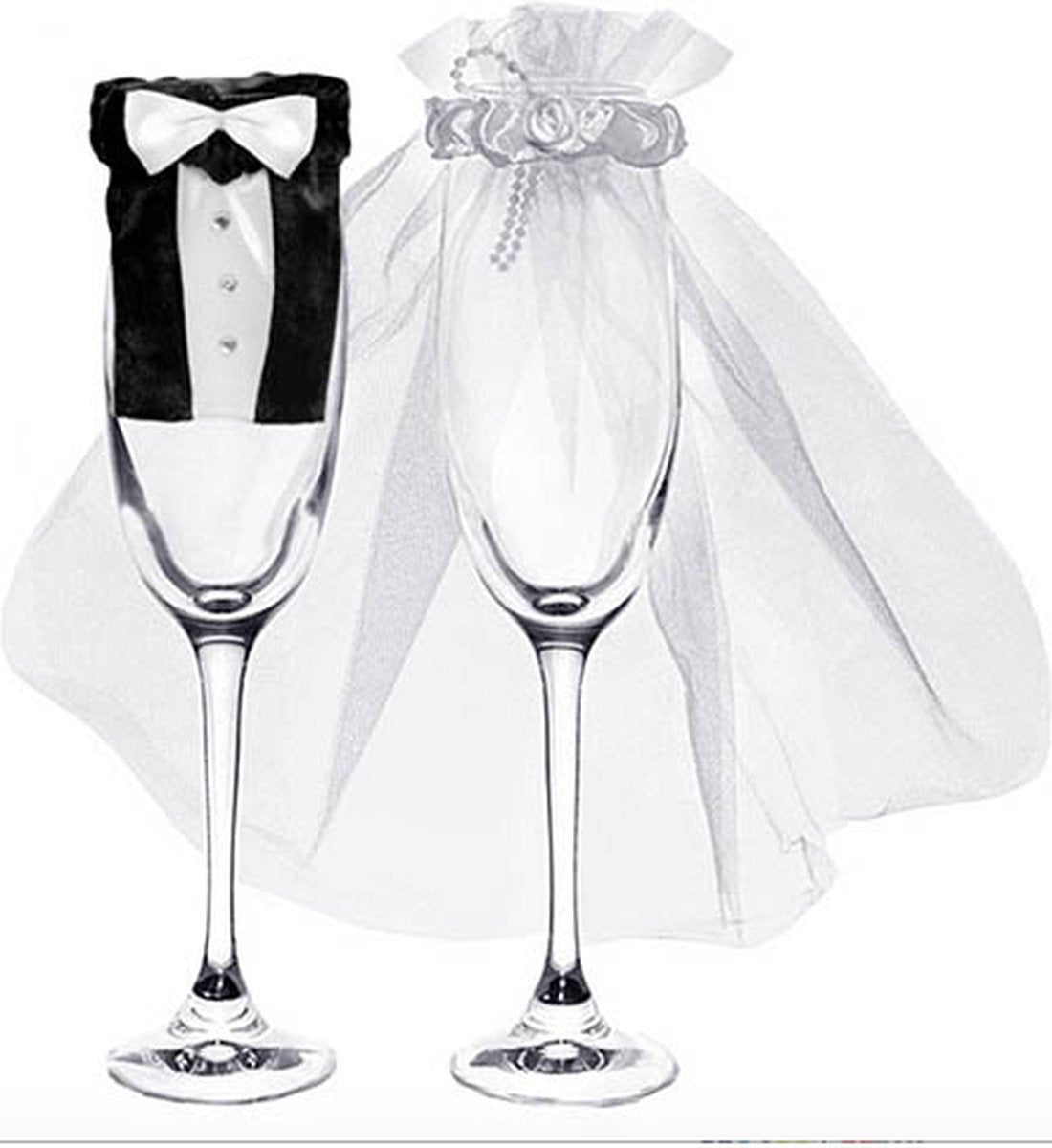 Décoration de fête vêtements en verre pour couple de mariés