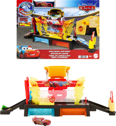Lavage de voiture Mattel Disney et Pixar Cars prêt pour la course - ensemble de jeu à changement de couleur